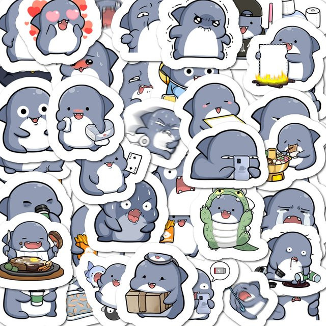 40 Stück Cartoon Fat Shark Aufkleber in Multicolour für DIY Tagebuch, Laptop und Skateboard - Bild 1