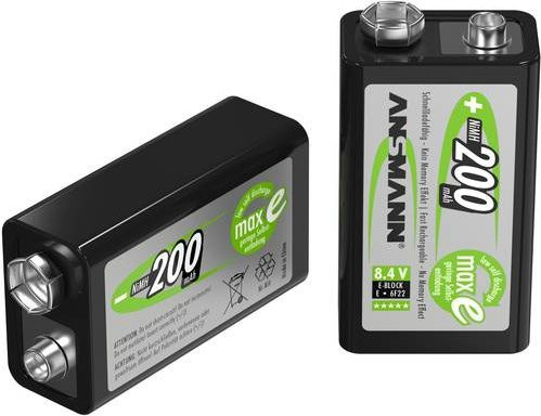 Ansmann maxE 9V Block-Akku NiMH 200 mAh Schwarz - Bild 1