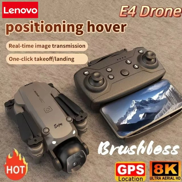 Lenovo E4 Drohne mit 8K Aerial HD Kamera, Dual-Kamera, Omnidirektionaler Hindernisvermeidung, Brushless Motor und GPS in Schwarz - Bild 1