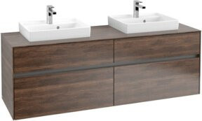 V&B Waschtischunterschrank Collaro mit LED und 2 Waschbeckenbecken, B/T/H: 160 x 54,8 x 50 cm, Farbe Arizona Oak - Bild 1