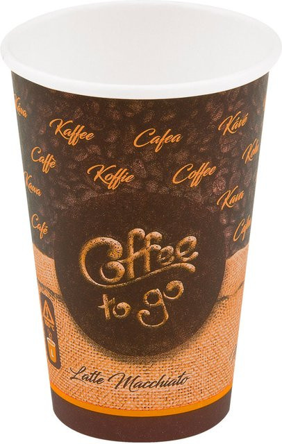 Wimex Trinkbecher To Go Cafe Melange braun, 330 ml, Durchmesser: 8 cm, Höhe: 12,1 cm, 50 Stück - Bild 1