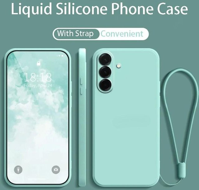Flüssige Silikon Handyhülle für Samsung Galaxy A55 5G in Grün mit weichem Schutz für die Rückseite - Bild 1