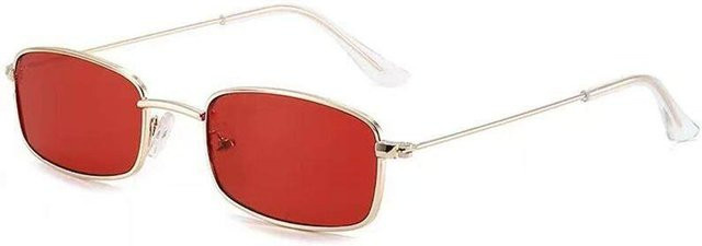 Sonnenbrille, Metall, Rechteck, Vollrand, Rot, Unisex - Bild 1