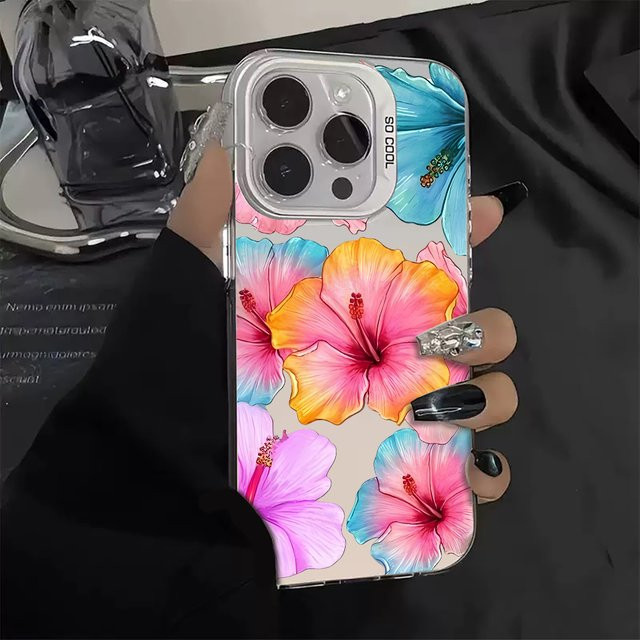 Stoßfeste matte Handyhülle mit buntem Blumenmuster für Apple iPhone Modelle in Multicolor - Bild 1