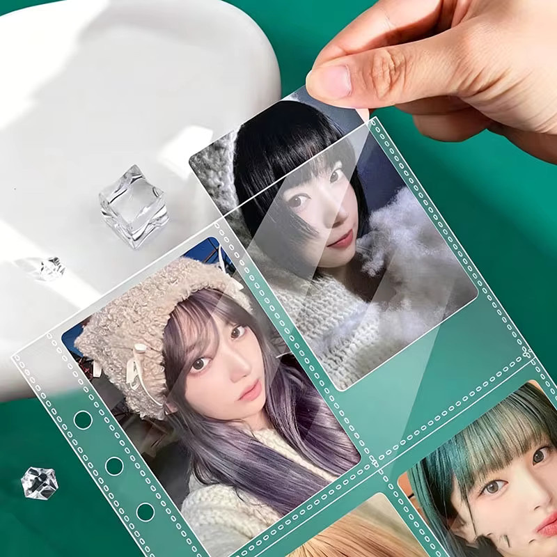 10 Blatt hochtransparente 6-Loch Taschen-Einlageblätter für A4 Sammelalben zur Aufbewahrung von Polaroid und Kpop Fotokarten in Transparent - Bild 3