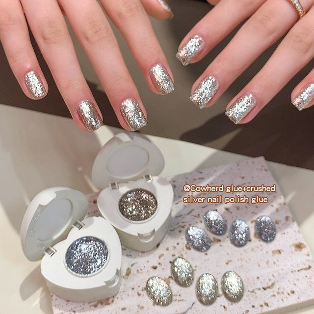 Kaniu Gel-Nagellack-Set, Silber-Glitzer und Platin-Glitter - Bild 1
