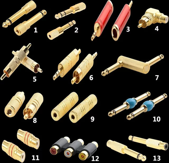 BSN Audio Kopfhörer Splitter Adapter Set, 3,5 mm Klinke auf 6,35 mm RCA, Farbe: Gold - Bild 1