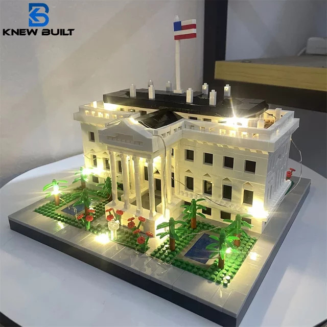 Knew Built Architektur weißes Haus, Micro Mini Baustein, mit USB-LED-Licht - Bild 1