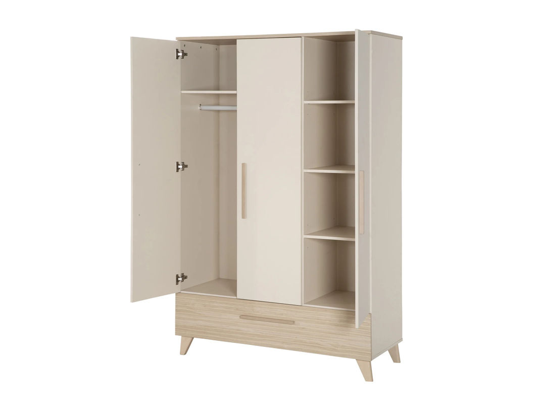 Roba Kleiderschrank Sidney 3-türig in Beige mit Soft-Close-Türen und integrierten Schubladen für das Kinderzimmer, B/T/H: 118 x 52 x 190 cm - Bild 3