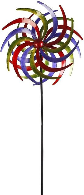 Lex XXL Doppel Windrad aus Metall in Bunt als Gartendeko für Balkon und Terrasse, Höhe: 210 cm, Breite: 61 cm - Bild 1