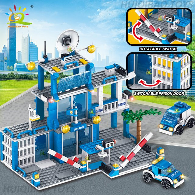 HUIQIBAO Stadt Polizei Feuerwache, Bausteine Set, Feuerwehr, Polizei - Bild 1