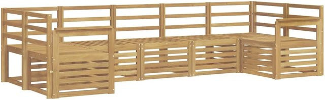vidaXL Outdoor-Sofagarnitur 7-teilig aus Akazienholz in Weiß mit modernem L-Shape Design, B/T/H: 304 x 128,5 x 73 cm - Bild 1