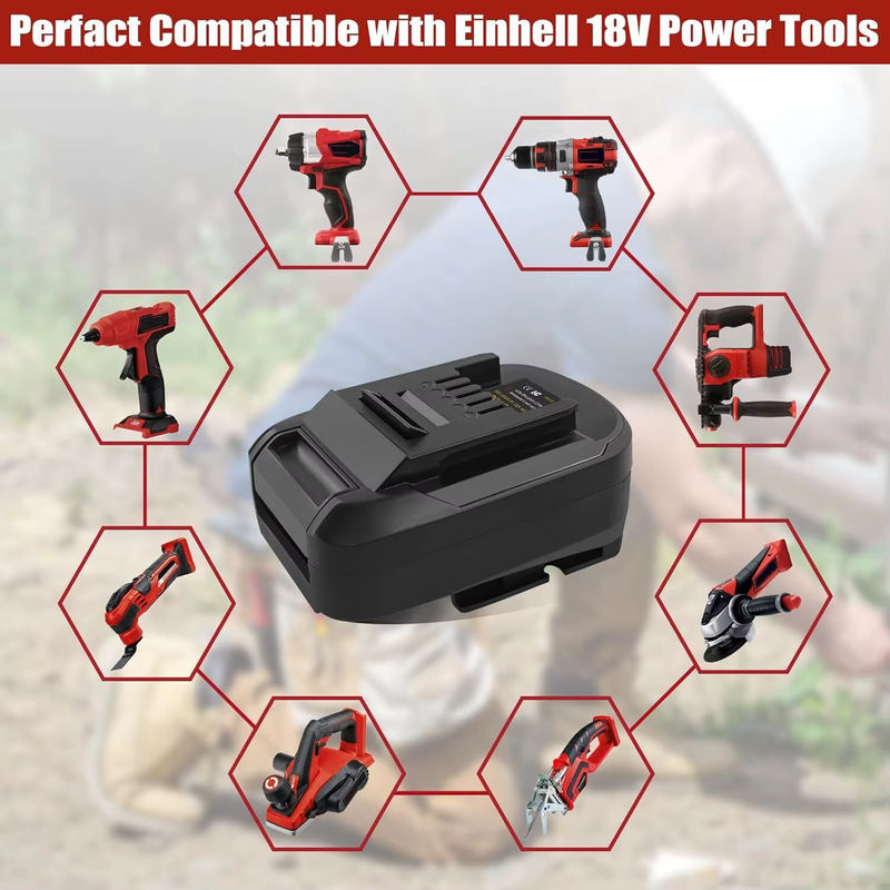 XMSJ Batterieadapter für Bosch 18V PBA-Serie Lithium-Akku-Konverter für E-inhell 18V Li-Ionen-Akku Elektrowerkzeug-Bohrmaschine, Schwarz - Bild 4