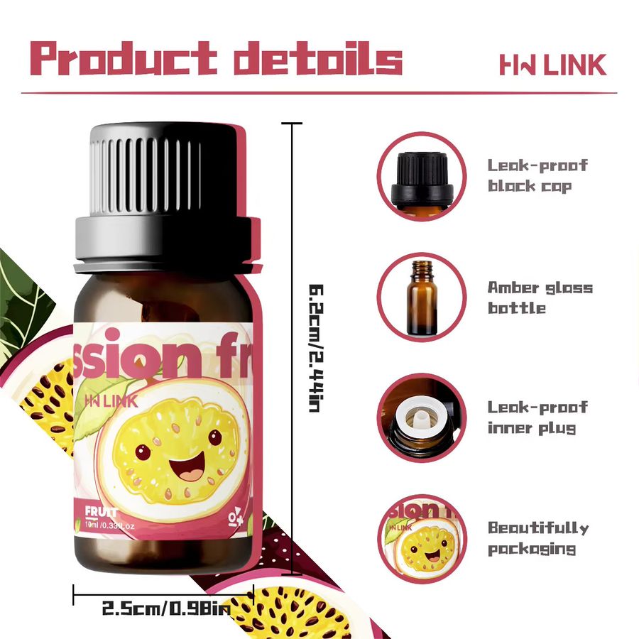 HWLINK Ätherisches Leidenschaftsfruchtöl für Damen, 10 ml, Amber Glas - Bild 4