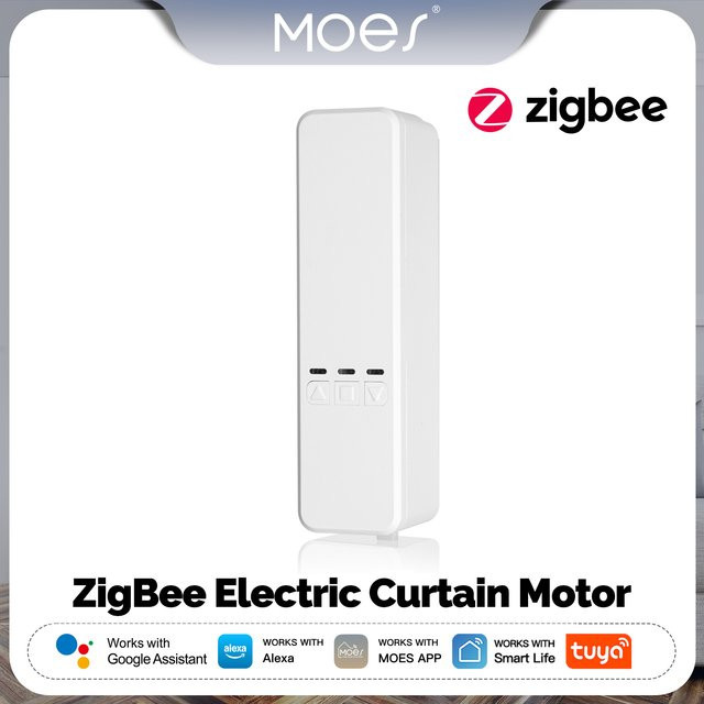MOES Tuya Zigbee Elektrischer Vorhangmotor für Kettenrollos mit Lithiumbatterie, Smart Shade Drive in Weiß, App-Steuerung kompatibel mit Alexa und Google Home - Bild 1