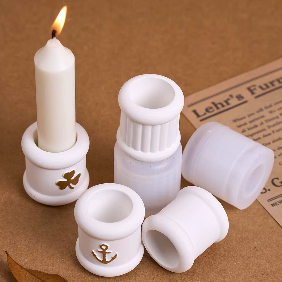 UDOCOOL Silikonform Clover Love Anker für DIY handgemachte zylindrische Kerzenhalter aus Gips Beton oder Harz in Weiß - Bild 1