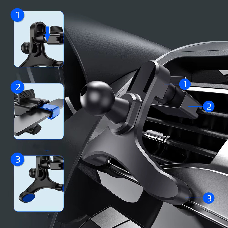 VIKEFON Multifunktionale Universal Auto Telefonhalterung in Schwarz für Dashboard, Windschutzscheibe oder Lüftungsschlitz zur Befestigung von iPhone, Samsung und Xiaomi sowie GPS-Geräten - Bild 5