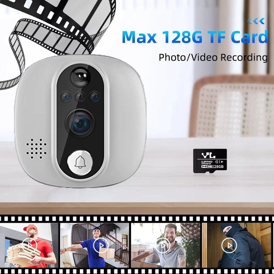 HunterTBK Smart Life Tuya WLAN-Türklingel mit 3MP Kamera, 1080P Auflösung, 5G/2.4G WLAN, 5000mAh Akku, PIR-Bewegungsmelder und IR Digitaler Türspion - Bild 4