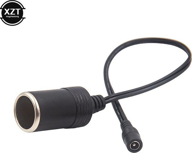 DC Netzteil Adapter Kabel von 5,5x2,1mm Hohlstecker auf Zigarettenanzünder Stecker für Auto, 120W 10A, Schwarz - Bild 1