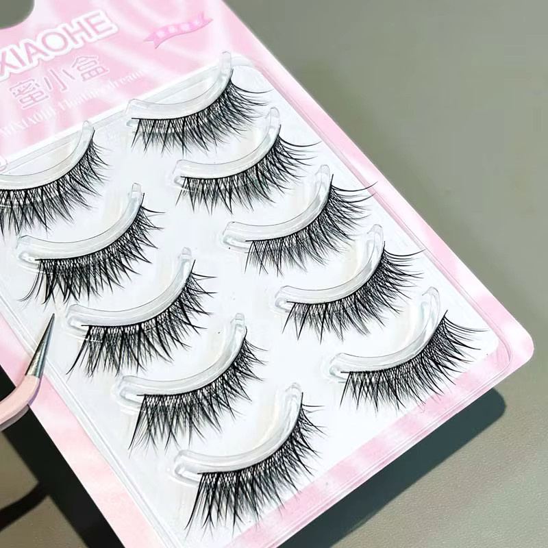 Mixiaohe Thai Cat Eye Strip Lashes, 5 Paar, Natürlicher Look - Bild 5