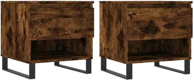 vidaXL Couchtisch Set aus 2 Stück in Räuchereiche, modernes Design für dein Wohnzimmer, B/T/H: 50 x 46 x 50 cm - Bild 1