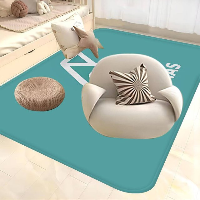 P-PETRONAS Fußmatte Potdemiel in Türkis, rutschfester Retro-Teppich für Wohnzimmer und Küche, B: 60 cm, T: 40 cm - Bild 1