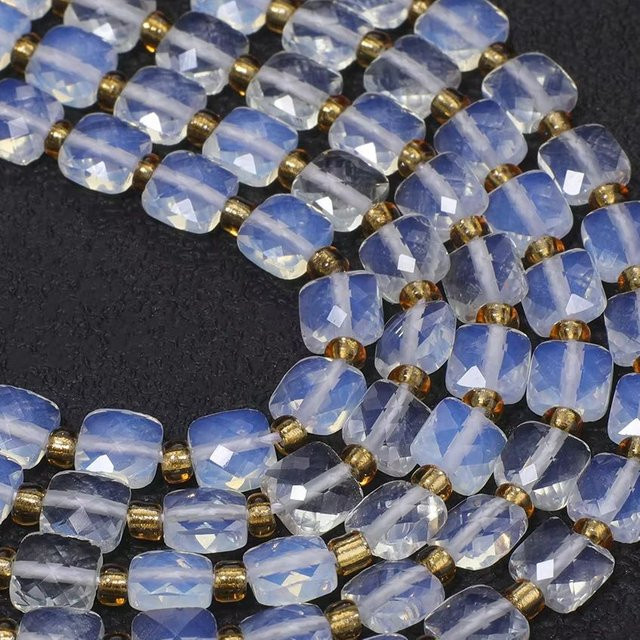 Opal Steinperlen, quadratisch, facettiert, 6 mm - Bild 1