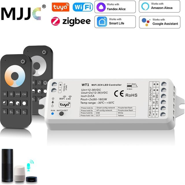 Tuya Zigbee LED Streifen Dimmer Controller für 12V 24V mit WLAN, CCT, WW, CW und RF Unterstützung, kompatibel mit Alexa und Yandex Alice - Bild 1