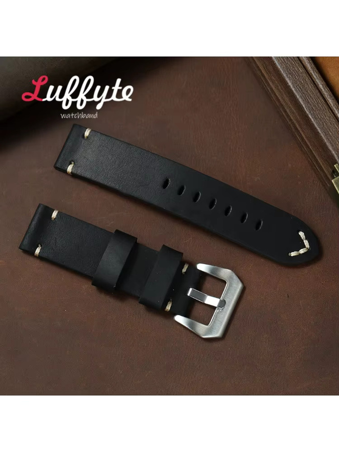 Luffyte Uhrenarmband Leder, Schwarz, Herren - Bild 2