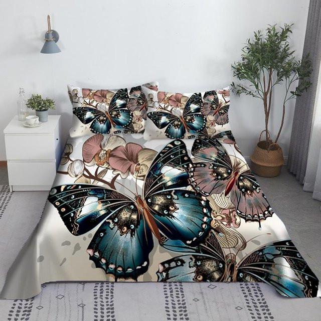 JMG Household Supplies Bettwäsche-Set mit Schmetterlings-Design, 3D-Digitaldruck, Mikrofaser, Mehrfarbig, B: 110 cm, L: 230 cm - Bild 1