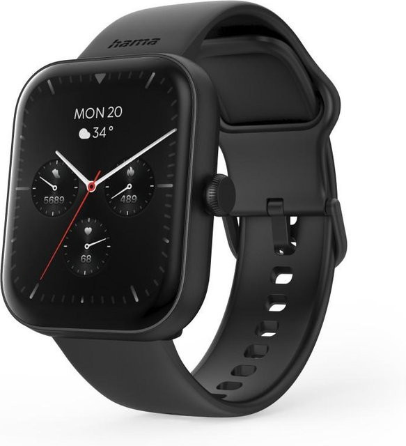 Hama Smartwatch 5000 Schwarz mit Bluetooth, Telefonfunktion, Schlafanalyse und Herzfrequenzmessung, wasserdicht, 1,65 Zoll Display - Bild 2