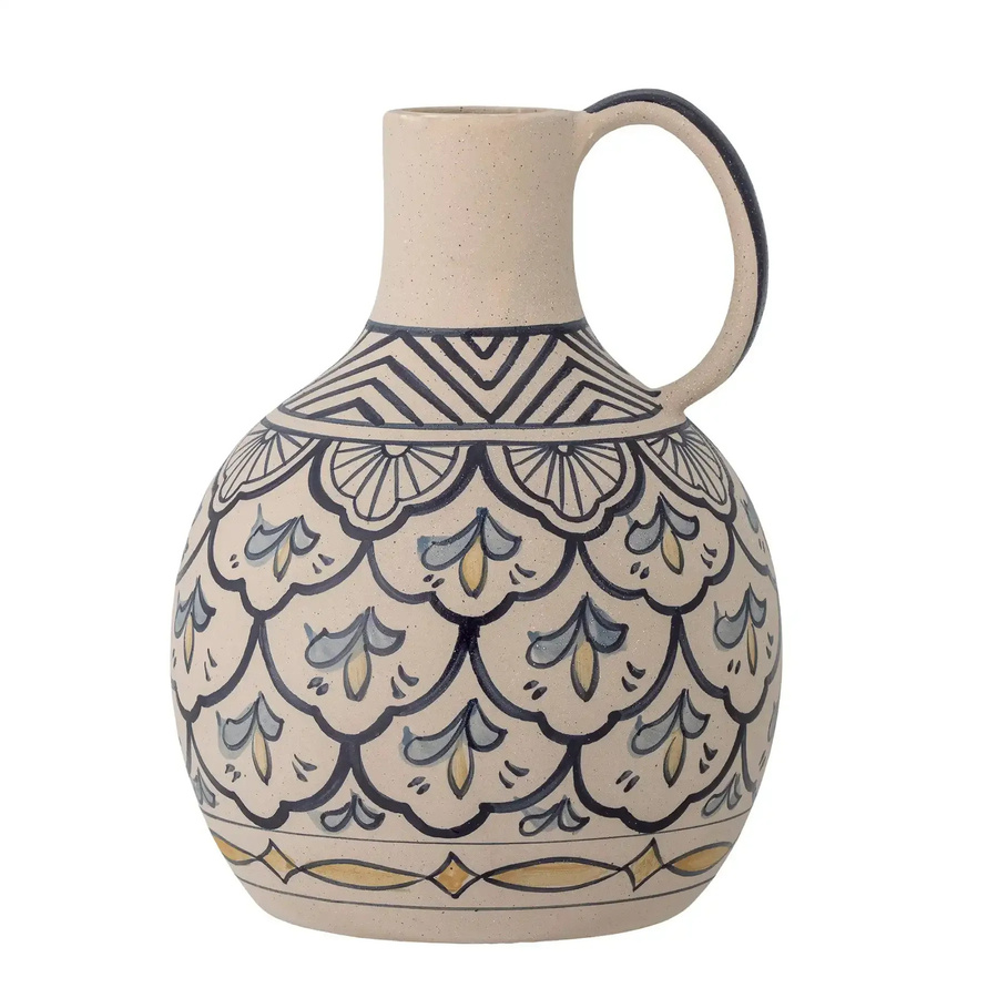 Bloomingville Nadya Keramikvase aus Steingut in Blau mit organischem Muster, Höhe: 27 cm, Durchmesser: 20 cm - Bild 1