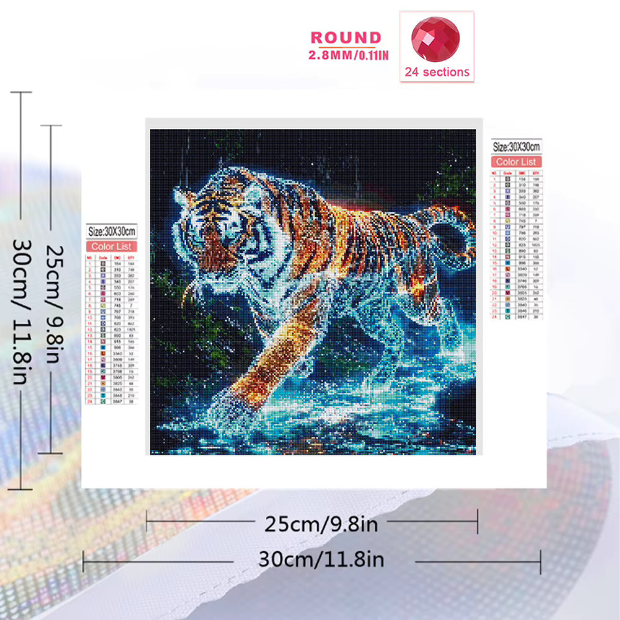 EverShine Diamantmalerei Tiger Mosaik mit Rundbohrern in Mehrfarbig, B/H: 20 x 20 cm - Bild 2