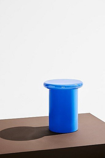 Ted Beistelltisch Pastill in Blau, runder Retro-Tisch mit glänzender Oberfläche, Durchmesser: 38 cm - Bild 1