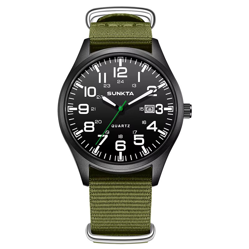 SUNKTA Armbanduhr Quarz, Edelstahl, Textil/NATO, Schwarz, Herren - Bild 6