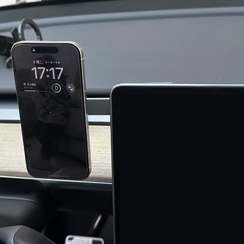 Heenvn Magnetische Autotelefonhalterung für Tesla Model 3, Model Y, Highland und Juniper in Schwarz mit 360-Grad-Drehung und MagSafe Kompatibilität - Bild 4