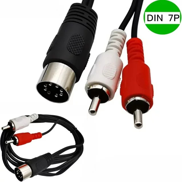 BSN MIDI-zu-RCA-Audiokabel mit 7-poligem DIN-Stecker auf 2 Dual-RCA-Stecker in Schwarz - Bild 1