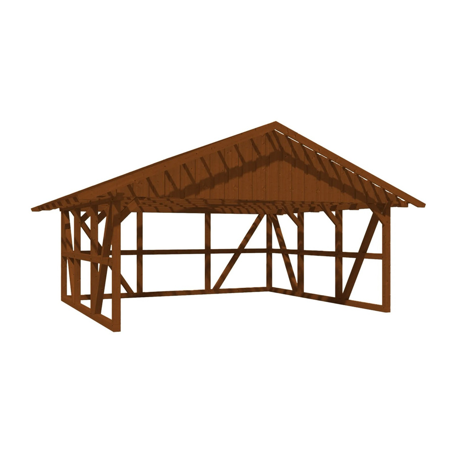 Skan Holz Carport Schwarzwald mit Satteldach, Dachlattung und Rückwand aus Fichtenholz in Nussbaum Braun, B/T: 684 x 600 cm - Bild 2