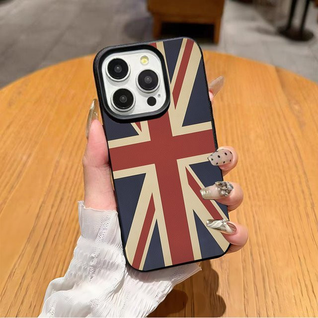 Stoßfeste Handyhülle im Union Jack Design mit Lichee-Leder-Muster für iPhone 17 16 15 14 13 12 11 Pro Max Plus X XR XS Max in Multicolour - Bild 1