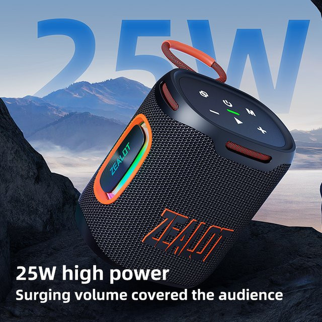 BlitzWolf S122 Kabelloser Bluetooth-Lautsprecher mit 25W, Wasserdicht, Lichteffekt und Bass-Boost, Schwarz, 6000mAh Akku - Bild 1