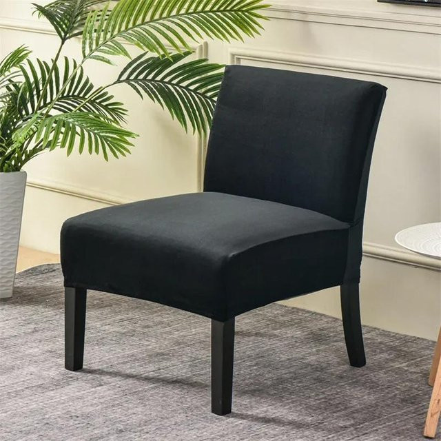 Ärmelloser Samt Stuhlbezug für Einzelsofas in Schwarz, elastischer Stretch-Schutzbezug im nordischen Design - Bild 1