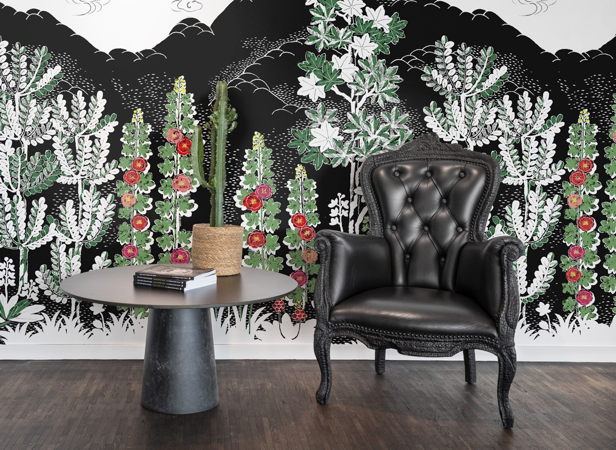 Rebel Walls Mural Eden Black Florales Wandbild in Schwarz und Grün - Bild 1