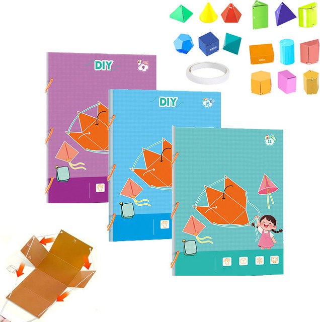 Kinder DIY Geometrische Modelle Lernbuch, 3D Geometrie Lernen, Paper - Bild 1