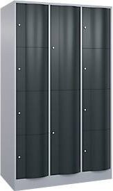 C+P Kombi-Schließfachschrank Resisto mit 3 Abteilen und 12 Fächern, Weißaluminium/Anthrazitgrau, B/T/H: 114,8 x 64,0 x 195,0 cm - Bild 1