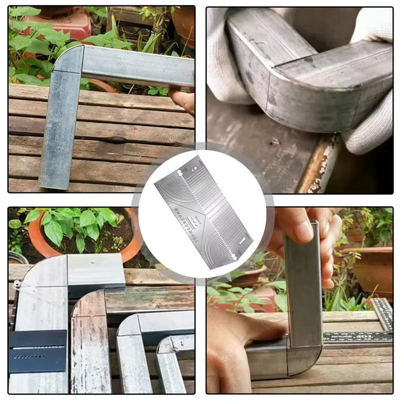 Lichtbogenmarkierungslineal aus Metall in Silber als ergonomisches rechtwinkliges Parallel-Zeichenwerkzeug für 90-Grad-Radius-Einstellungen - Bild 4