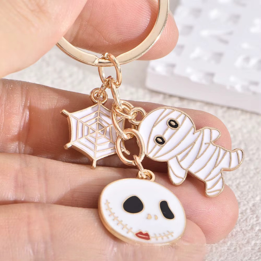 Noter Schlüsselanhänger, Totenkopf, Spinnennetz, Unisex - Bild 2