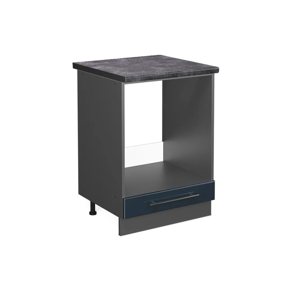 Vicco Herdumbauschrank Fame-Line Dunkelblau Hochglanz und Anthrazit mit Arbeitsplatte, Breite: 60 cm, Höhe: 82 cm, Tiefe: 60 cm - Bild 2