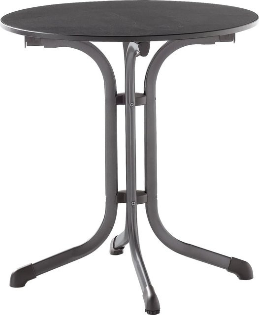 Sieger Boulevard Klapptisch Rund mit Vivodur Tischplatte in Grau Schieferdekor, B/T/H: 68 x 68 x 72 cm - Bild 1