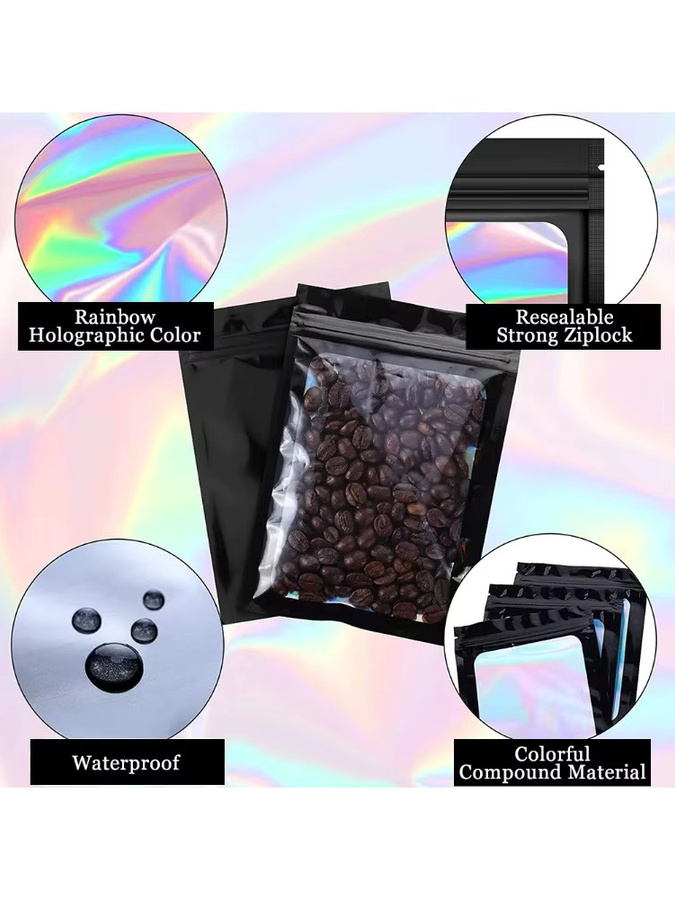 100 Stück Holografische Ziplock-Beutel aus Kunststoff in Multicolour und Orange für Schmuck, Wimpern und Maniküre-Zubehör - Bild 4