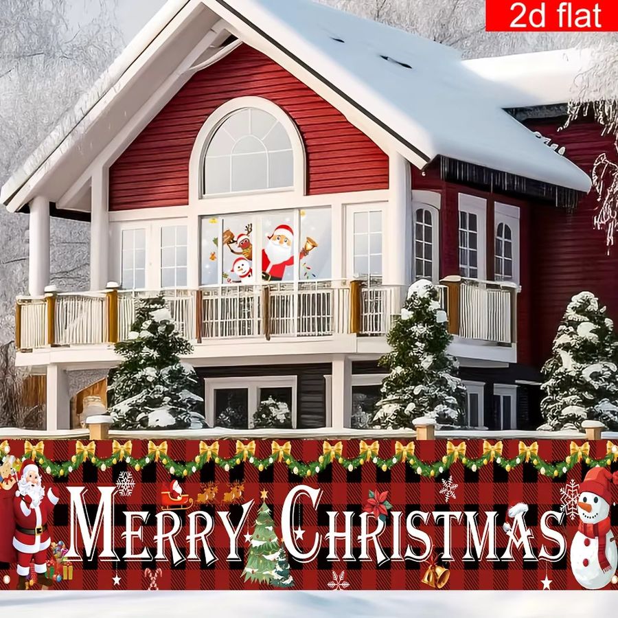 VIKAMA Großes Frohe Weihnachten Banner für Zaun und Heimdekoration zur Weihnachtszeit und für den Winterurlaub - Bild 3